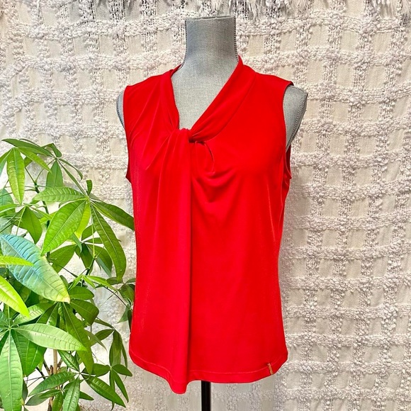 NWT Calvin Klein Lipstick tie knot sleeveless blouse medium - Picture 1 of 6